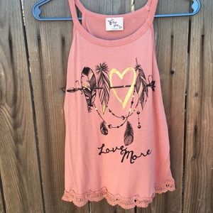Pink feather love more tank top